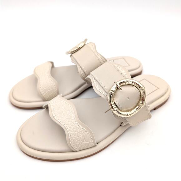 Dolce Vita Aperol Scalloped Slide Sandal Women's Slip-On Ivory Size US6.5 - Picture 1 of 10